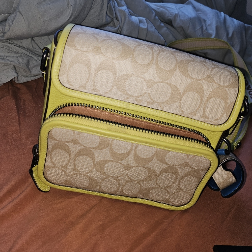 Mens Yellow Green Coach Crossbody